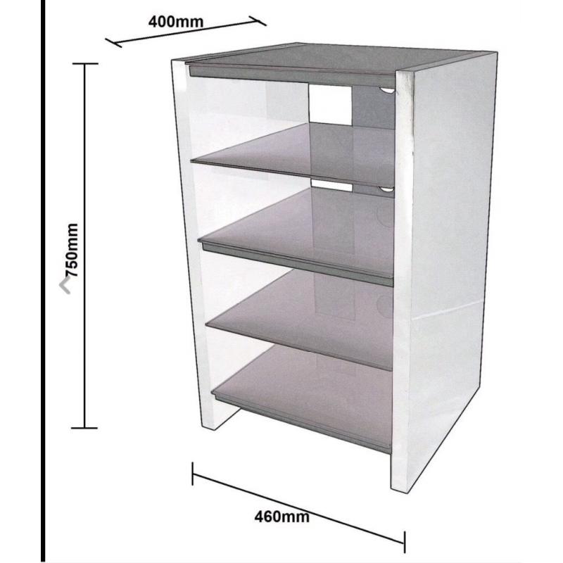 Hifi/console unit/stand - hi gloss white with white glass