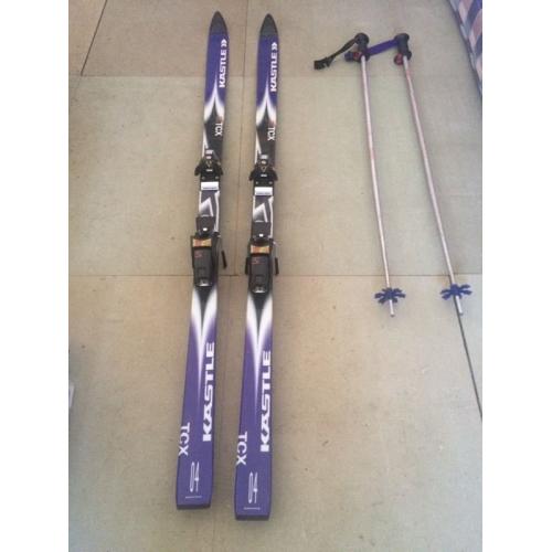 Men's Kastle TCX 04 Ski's with bearings, Ski Poles & Men Nordica Ski Boots-Size8.