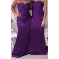3x Cadbury Purple Satin Corset Style Bridesmaid Dresses