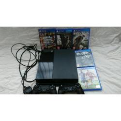 PS 4 500 GB - Immaculate Condition - 2 Controllers, 5 Games (GTA 5, Call of Duty Ghosts...)
