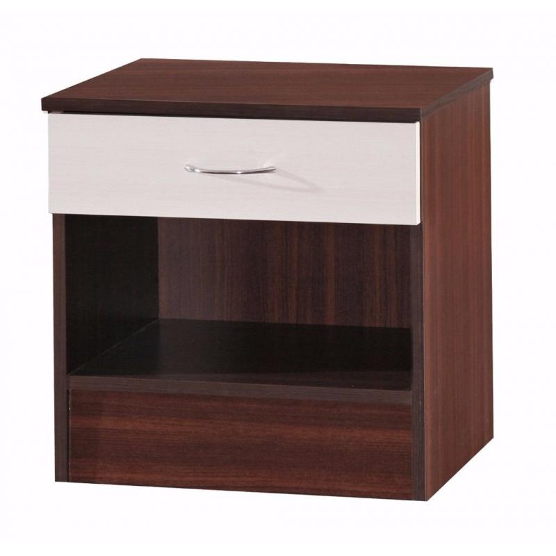 *30-DAY MONEY BACK GUARANTEE!* High Gloss Wardrobe Set w/ Chest and Side Table -Cream/Walnut