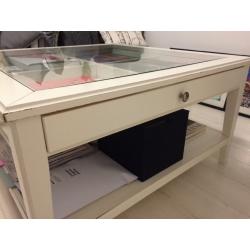 Free shabby chic coffee table glass top with drawer
