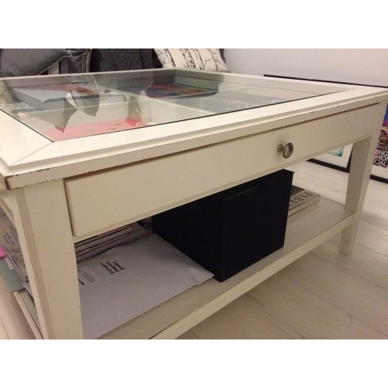 Free shabby chic coffee table glass top with drawer