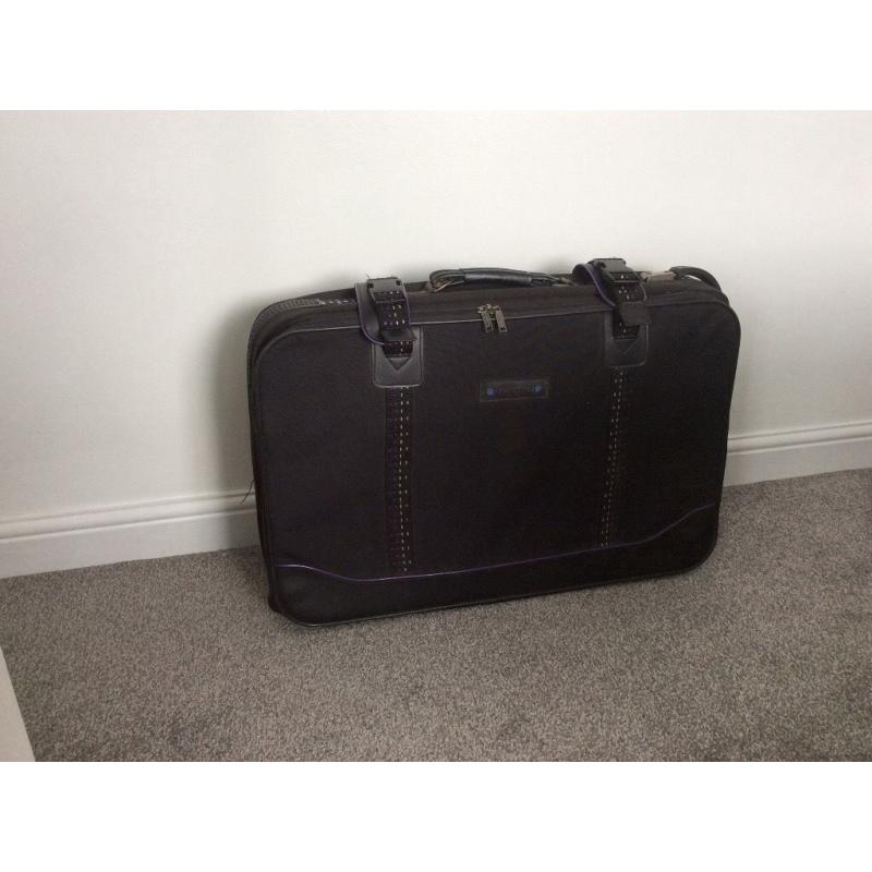 Black suitcase with wheels, 71cm wide x 46cm high