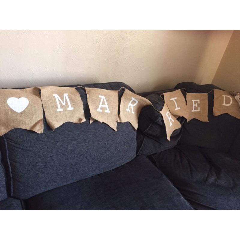 Hessian "Just Married" banner