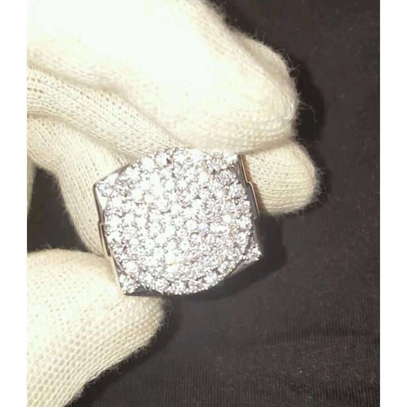 Silver diamond rolex style ring
