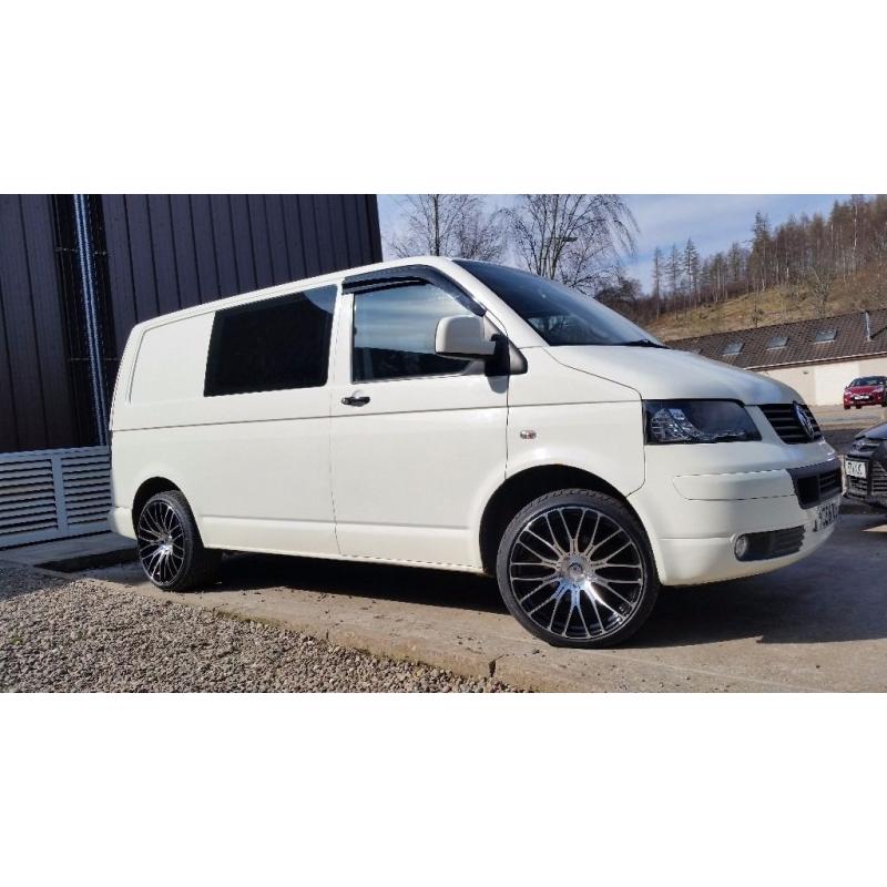 Vw transporter camper van. Rock n roll bed 20 inch alloys. Kitchen units
