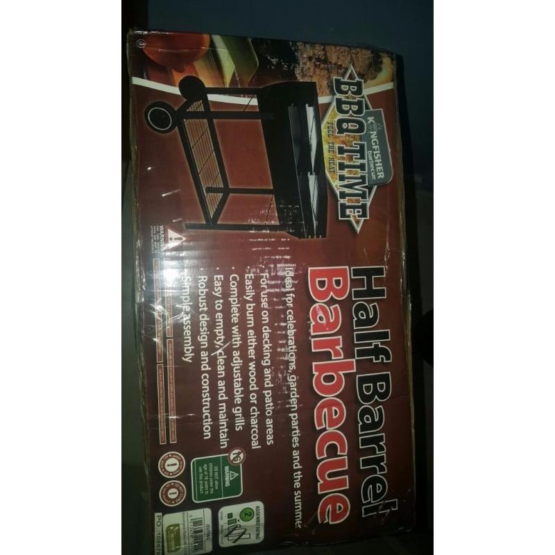 Kingfisher half barrel barbecue