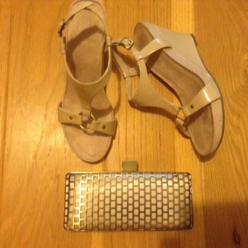 Platform sandals and matching clutch