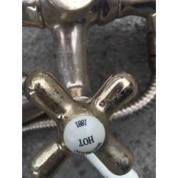GOLD PLATED BATH MIXER TAPS WITH SHOWER ATTACHMENT