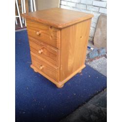 Pine 3 drawer bedside table, bargain