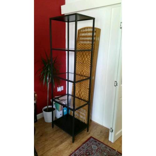 Black metal framed bookcase