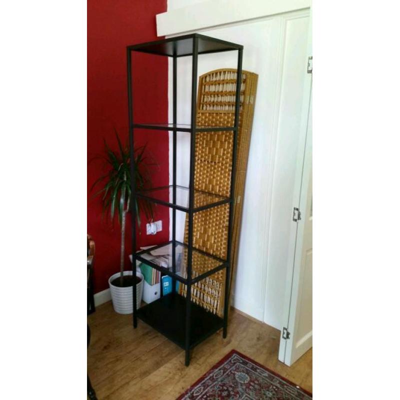Black metal framed bookcase