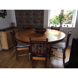 Well loved, beautiful South African Yellowood & Imbuia dining table & welsh dresser for sale