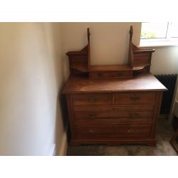 Victorian pine chest of drawers with mirror
