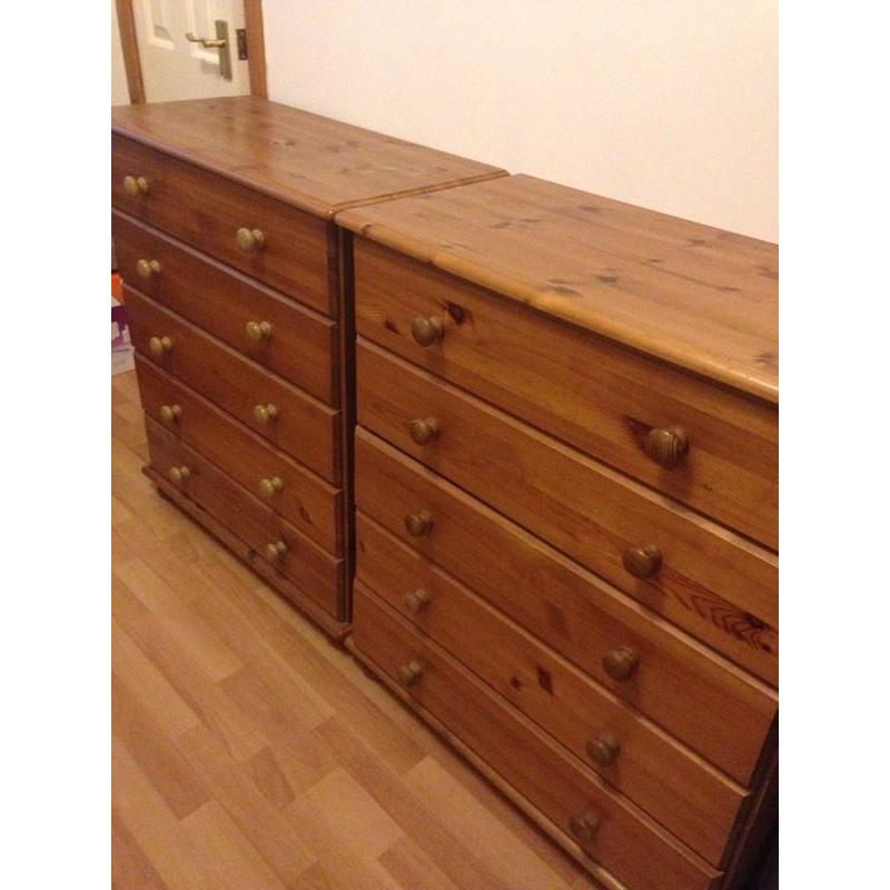 Pair of solid wood chest of drawers