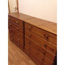 Pair of solid wood chest of drawers