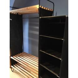 Clothes storage units.