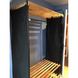 Clothes storage units.