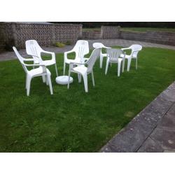 7 White Garden Chairs
