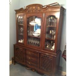 Large SOLID DARK WOOD DISPLAY DRESSER / UNIT