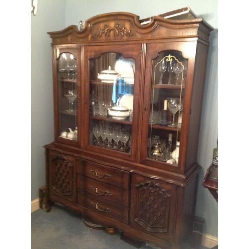 Large SOLID DARK WOOD DISPLAY DRESSER / UNIT