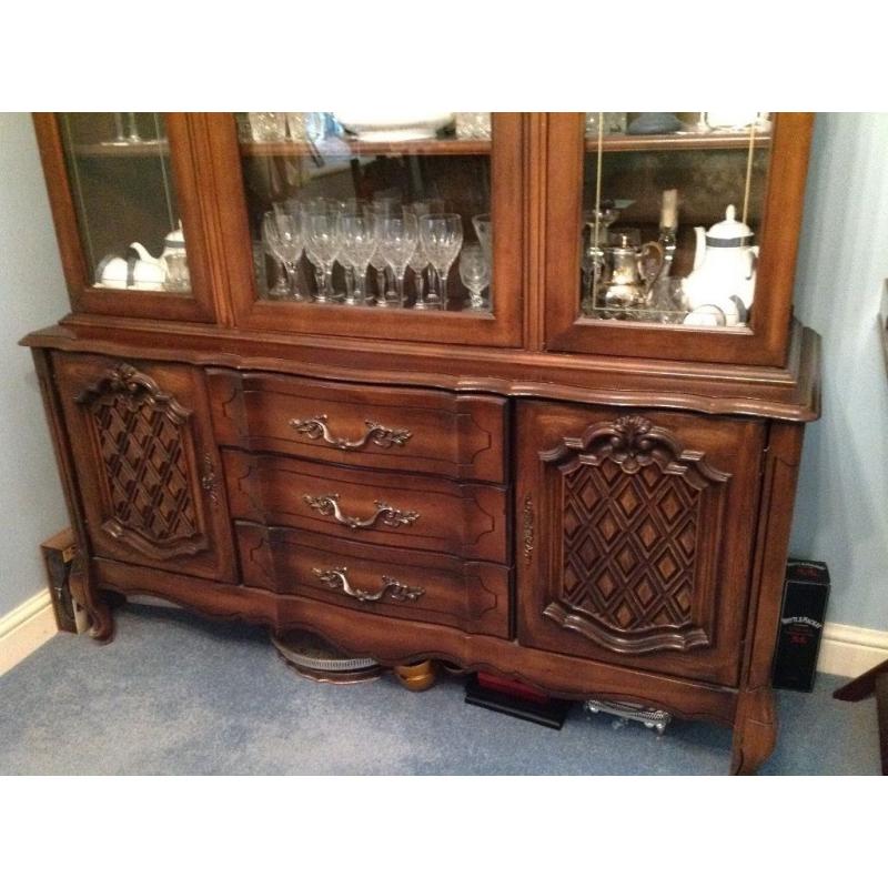 Large SOLID DARK WOOD DISPLAY DRESSER / UNIT