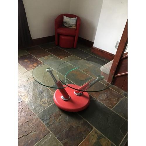 RETRO GLASS SWIVEL EXTENDING COFFEE TABLE