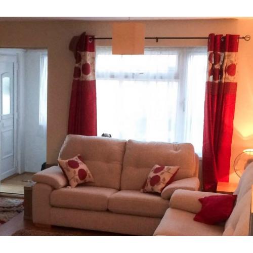 Red Curtains + Matching Cushions