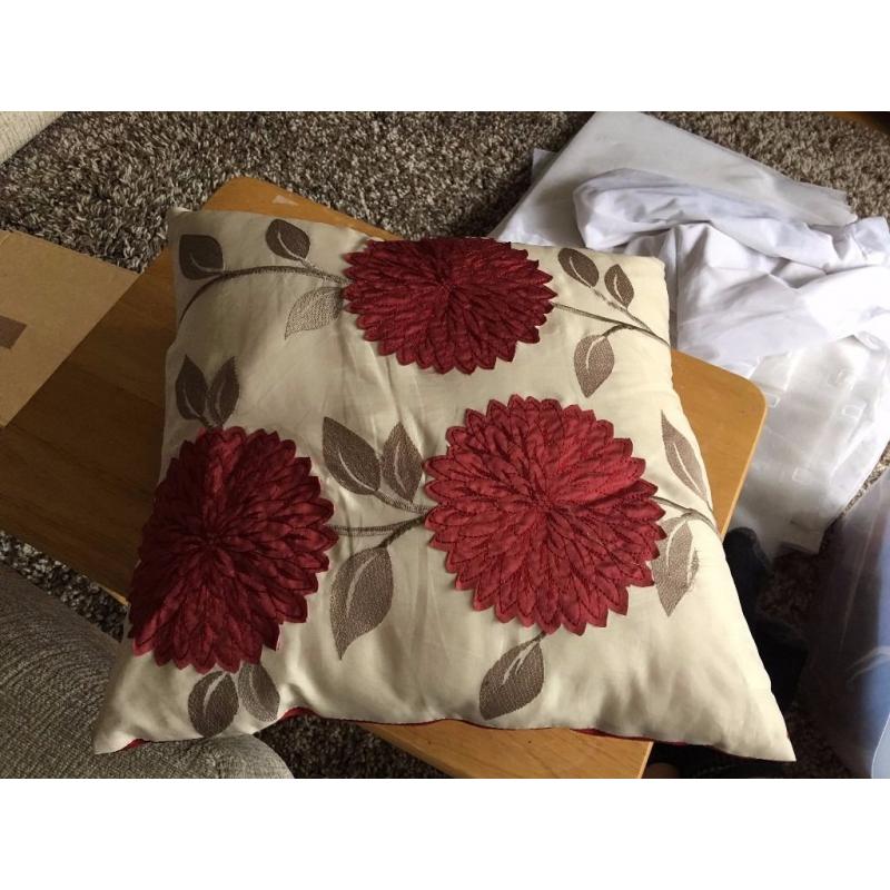Red Curtains + Matching Cushions