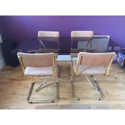 Retro smoked glass dining table and chairs