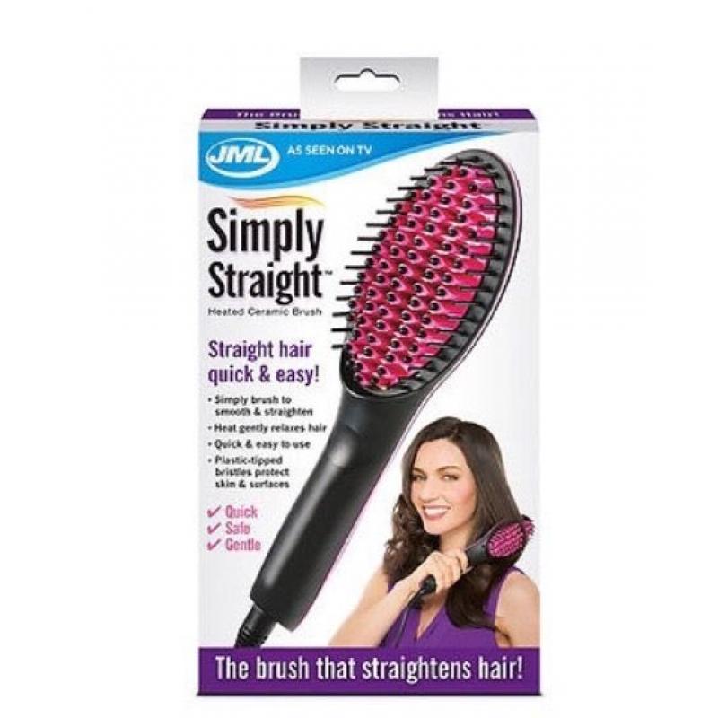JML Simply Straight Ceramic Heat Hair Straightening Brush with Digital Control