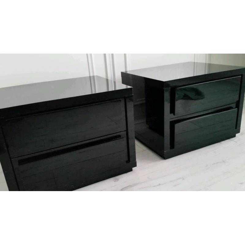 Bedside cabinets, high gloss black purchased from Next