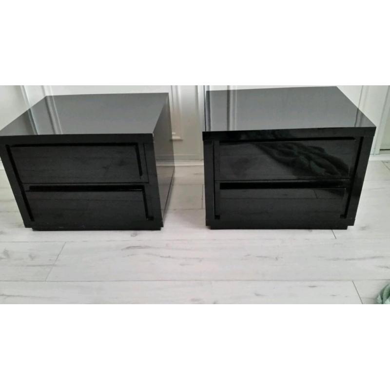 Bedside cabinets, high gloss black purchased from Next