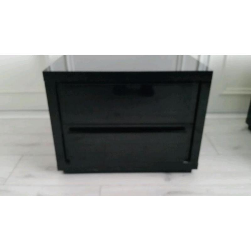 Bedside cabinets, high gloss black purchased from Next