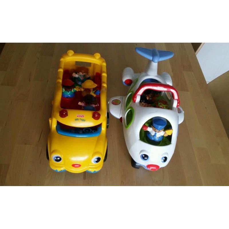 Fisher price little people school bus and airplane