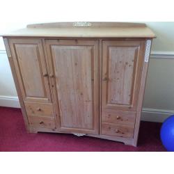 M&S limed pine storage cupboard and matching blanket box