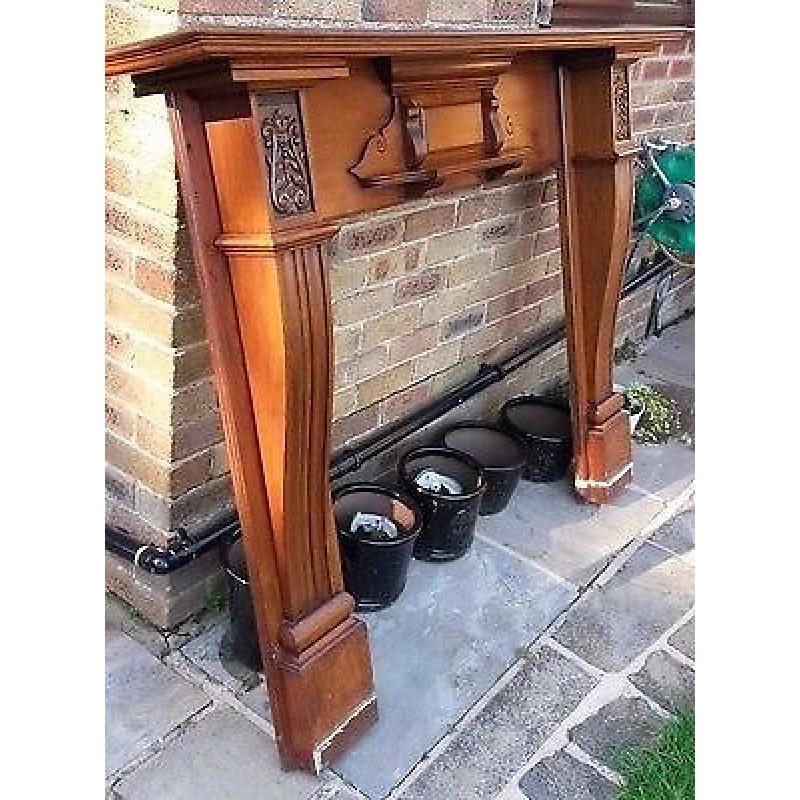 Antique Solid Oak Edwardian Fireplace Surround.