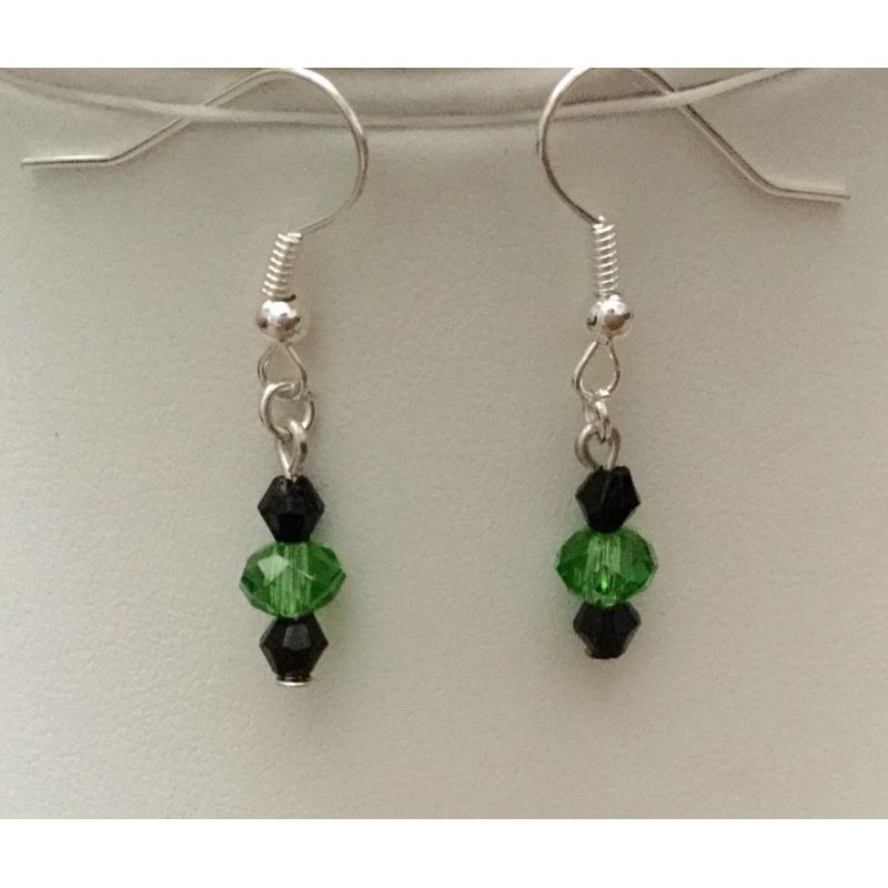 Handmade green crystal 3 piece jewellery set