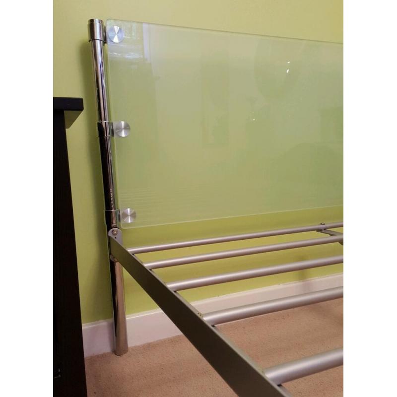 Funky Glass-metal Double Bed Frame