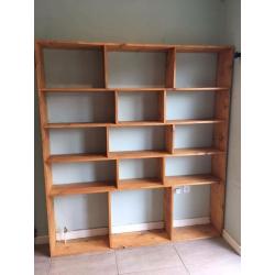 Large handmade pine wood shelving unit