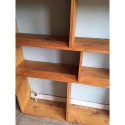 Large handmade pine wood shelving unit