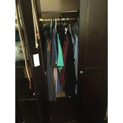 Large 3 door dark wood wardrobe for sale