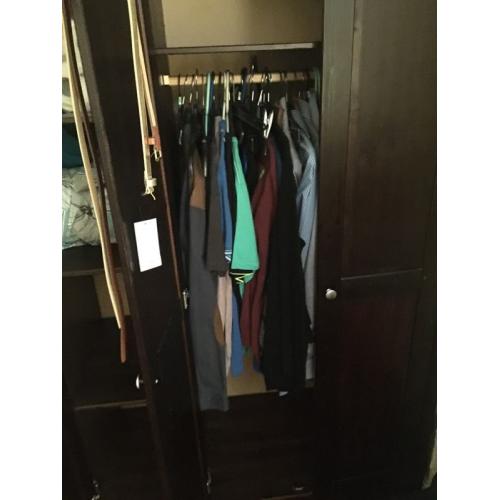 Large 3 door dark wood wardrobe for sale