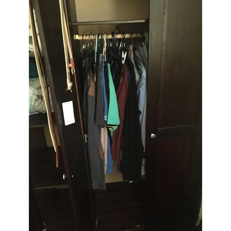 Large 3 door dark wood wardrobe for sale