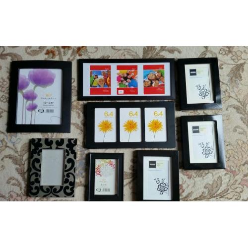 8 x black photoframes