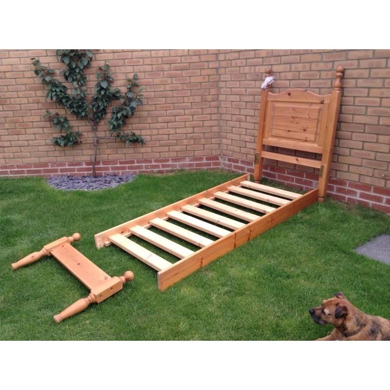 solid pine single bed with mattress