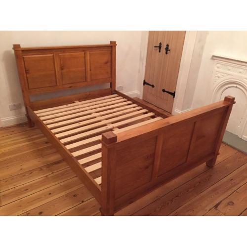 Solid wood double bed and mattress