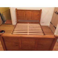 Solid wood double bed and mattress