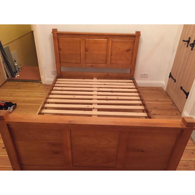 Solid wood double bed and mattress